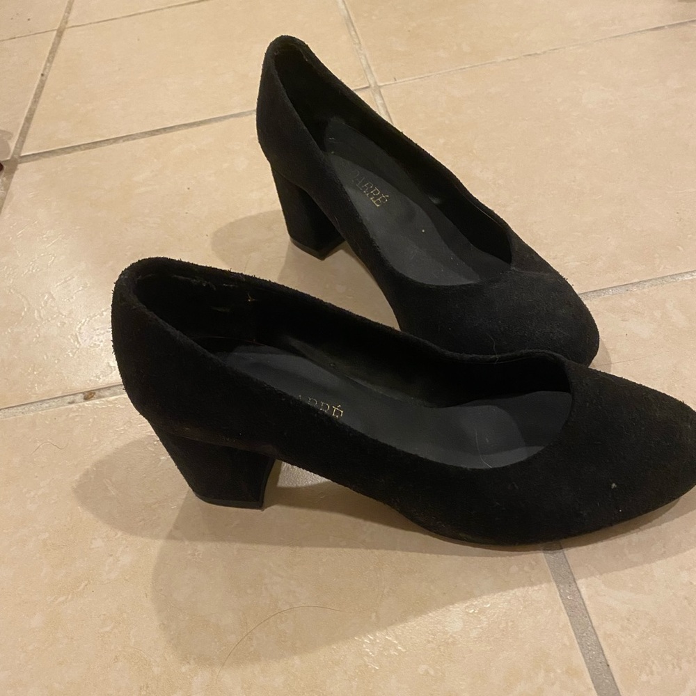 Vintage Suede Black Mid-heel Pumps | Made in Italy